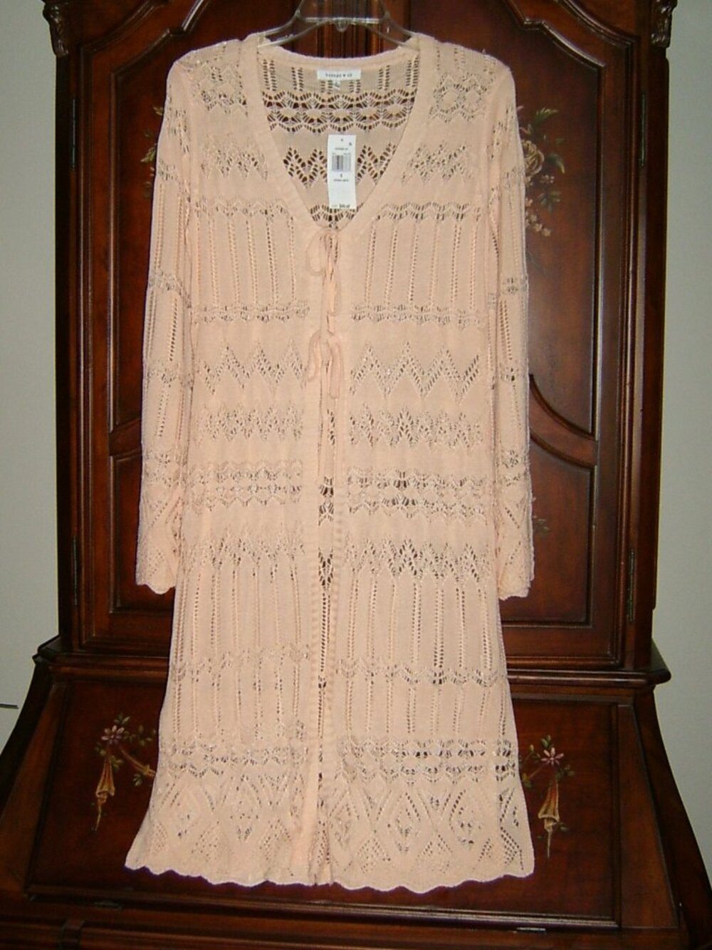Lacy Cardigan Full Length Sweater, Size S, NEW WITH TAGS